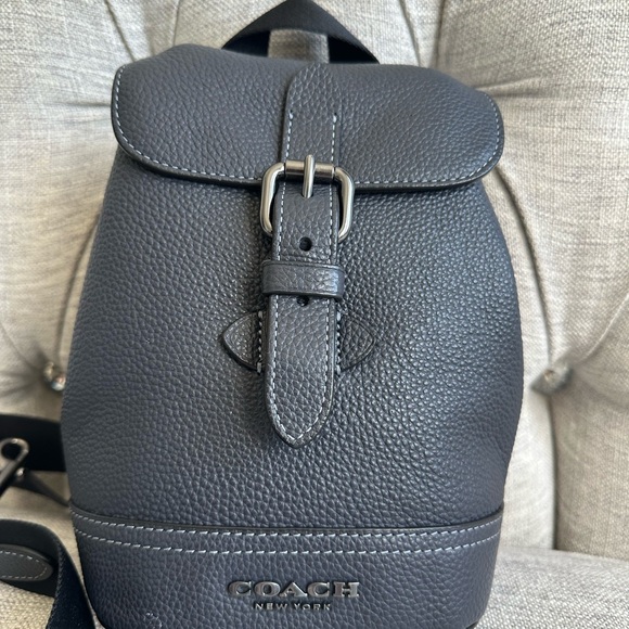 Coach Charcoal Leather Backpack - Picture 2 of 7